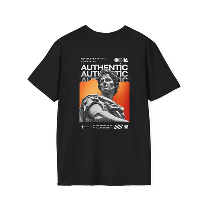 Authentic Statue Graphic T-Shirt — 'AUTHENTIC' Minimal Front with Roman Statue Back