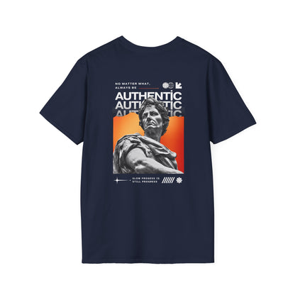 Authentic Statue Graphic T-Shirt — 'AUTHENTIC' Minimal Front with Roman Statue Back