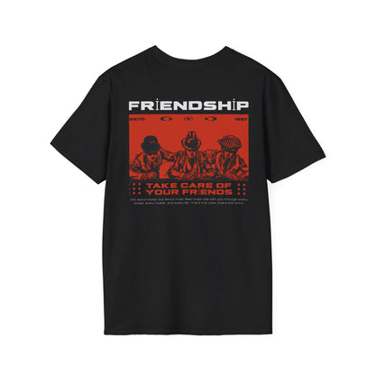Friendship Care Graphic T-Shirt — “Take Care of Your Friends” Retro Crew Tee