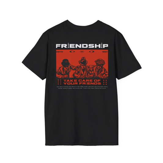 Friendship Care Graphic T-Shirt — “Take Care of Your Friends” Retro Crew Tee